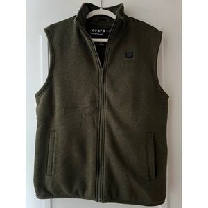 Ororo Mens Heated Fleece Vest Olive Green Full Zip Jacket Size Large